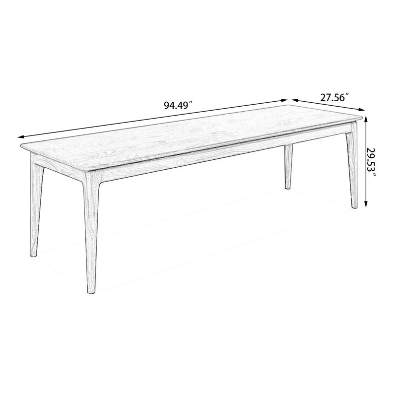 Bureau rectangulaire en bois massif noyer clair, H 29,53 po x l 94,49 po x P 27,56 po