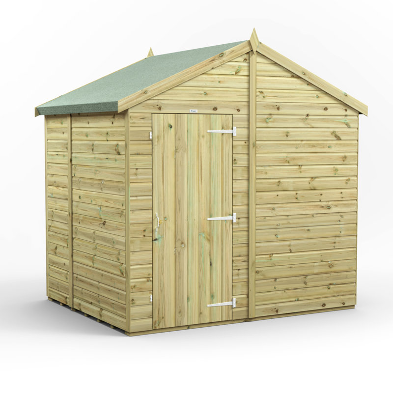 Powersheds Premium Pressure Treated Timber Windowless Apex Garden Shed, 6 ft. W x 8 ft. D