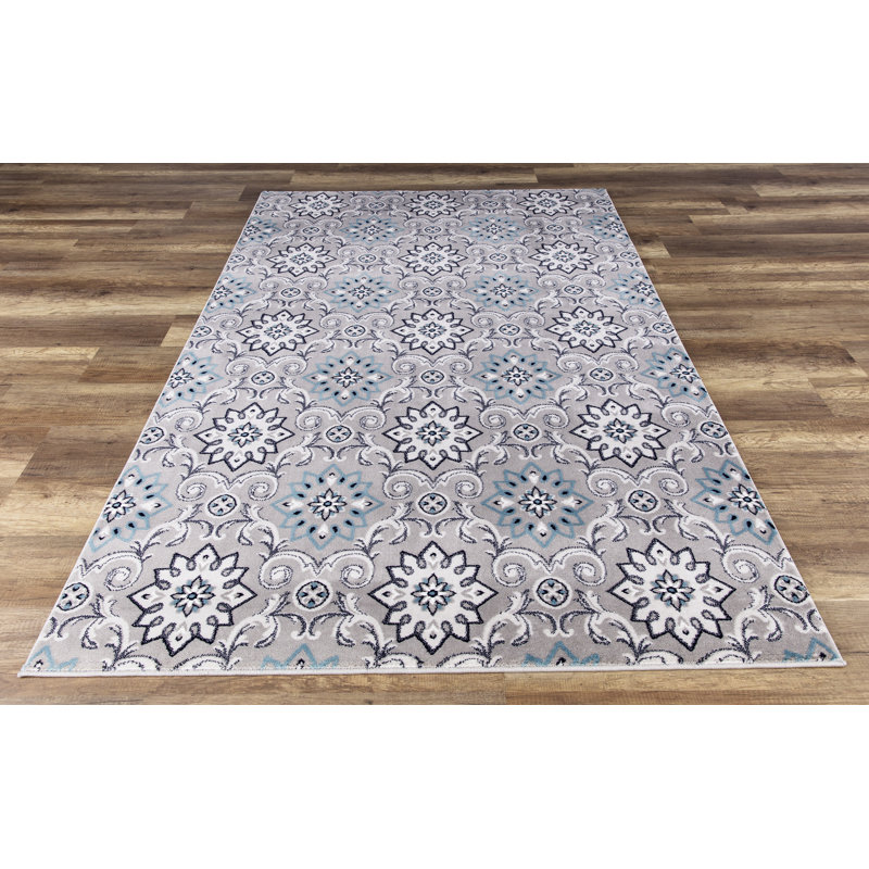 Tapis gris à motif géométrique Javier, Rectangle 2 pi 2 po x 3 pi