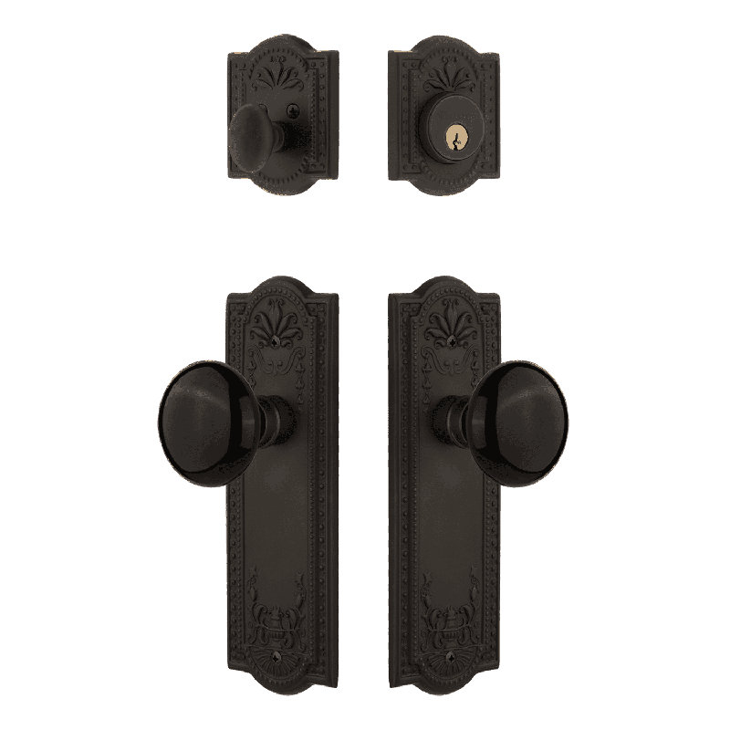 Nostalgic Warehouse Meadows Entry Set with Porcelain Knob, Black/Oil Rubbed Bronze, 2.75