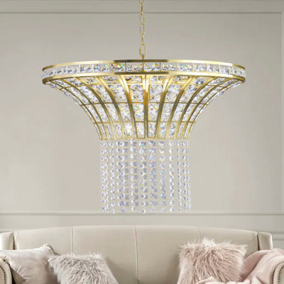 24In Waterfall Crystal Chandelier With 8 G9 Sockets – Luxurious K9 Crystal Design, Adjustable Height