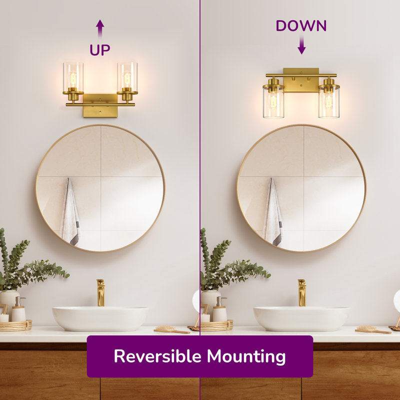 2 - Light Dimmable Vanity Light, Satin Brass