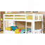 Lit superposé en bois de style transitionnel au dessus d'un lit simple attaché au pied de lit avec échelle et joint à verrou et couchette blanche - non inclus