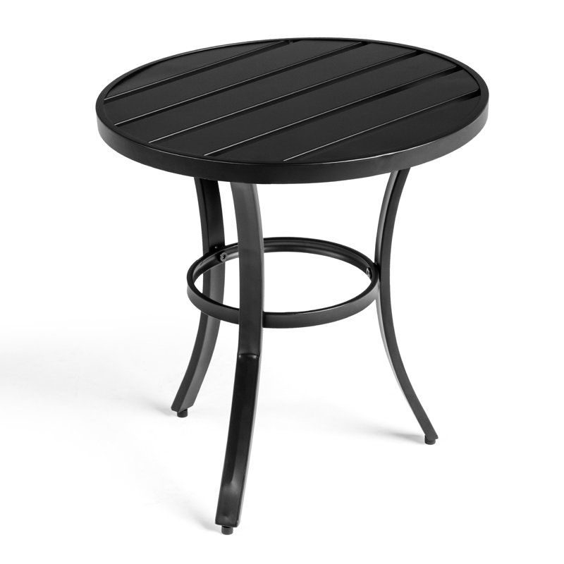 Table d'appoint ronde en métal pour l'extérieur, Noir
