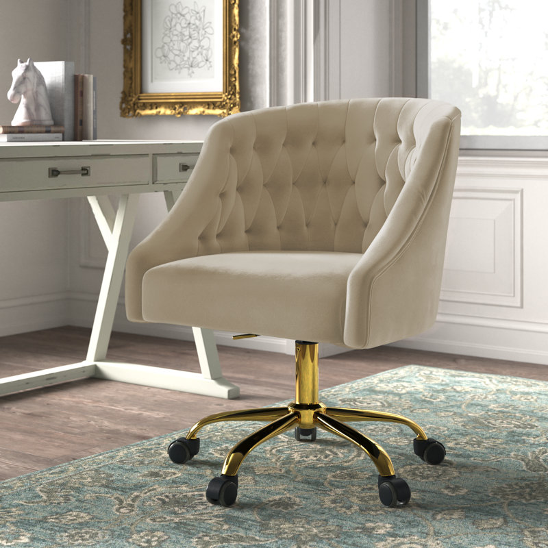 Chaise de travail en velours Doreen, Velours havane