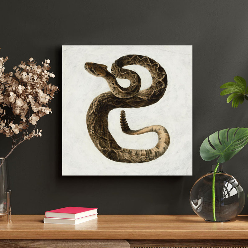 A Rattlesnake - peinture sur toile tendue, H 32 po x l 32 po