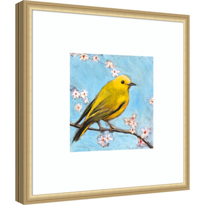 Happy Bird by Claire Lerner Wood Framed Wall Art Print