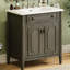 Meuble-lavabo 31 po gris antique avec fonction de fermeture en douceur, lavabo profond et pieds en bois d'hévéa surélevé de 31 po avec tablettes réglables en céramique-134323012