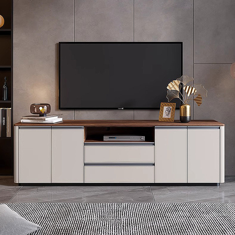 Meuble de rangement de meuble télé moderne et luxueux, H 23,62 po x L 70,87 po x l 13,78 po, Crème, crème