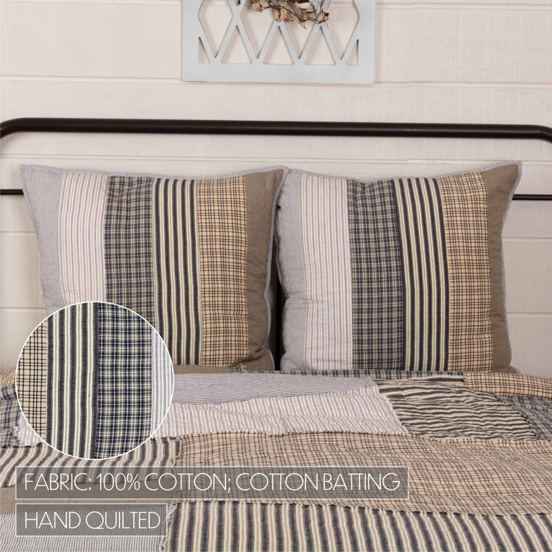 Ashmont Patchwork Cotton Euro Sham Set in Gray and Blue