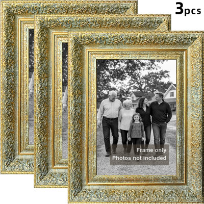 Cadre de table 3 pièces 5 "x 7" doré antique pour présentation de photos de famille