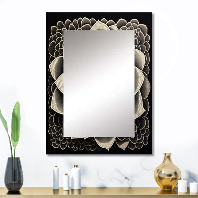 Minimal succulent en noir et blanc I - miroir mural unique succulent, miroir traditionnel, art imprimé en métal