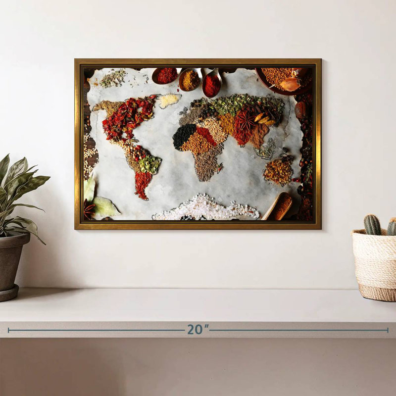 Épices du monde, 13 po x 9 po, Cadre flottant doré