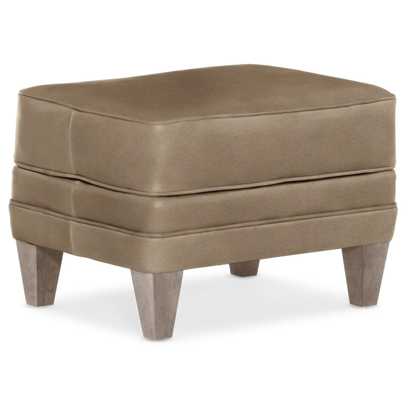 Willow Ottoman, Stone, Aline Fumo Genuine Leather