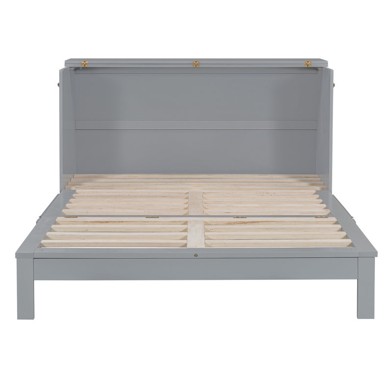 Lit escamotable avec grands tiroirs Murphy, gris, Grand lit