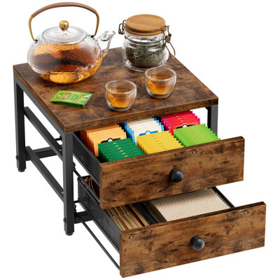 Boîte de rangement de sachets de thé à 2 tiroirs pour comptoir