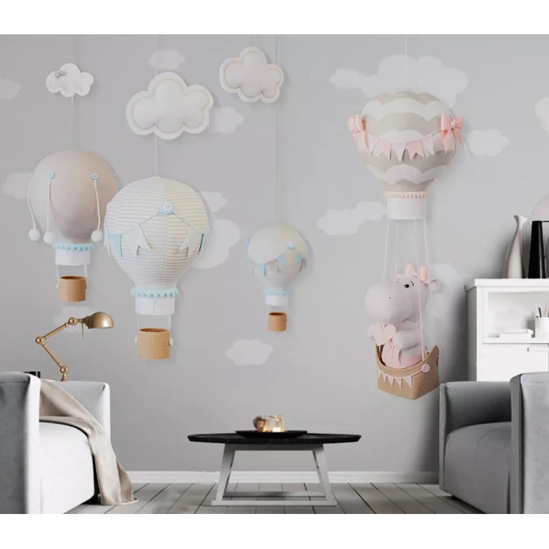 Murale de petits ballons à air chaud, L 6,25 pi x l 9,33 pi