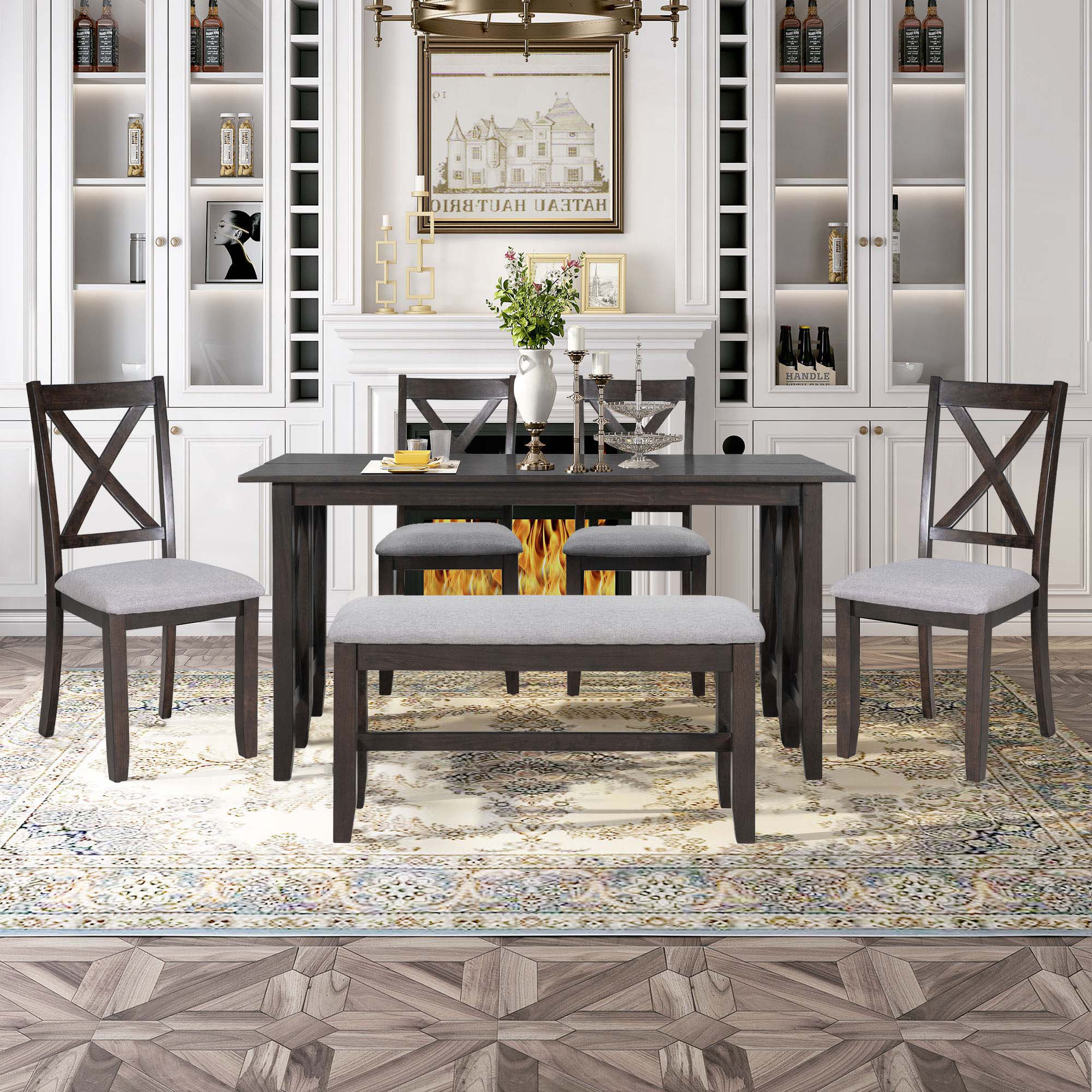 Ophelia & Co. 6-Piece Family Dining Room Set Solid Wood Space Saving ...