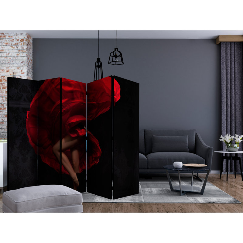 Moa 225cm W x 172cm H 5 - Panel Solid Wood Folding Room Divider