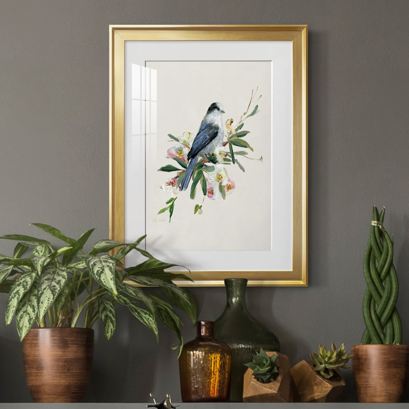 Spring Spring Gray Jay - peinture encadrée, Or, H 22,5 po x l 30,5 po x P 1,5 po