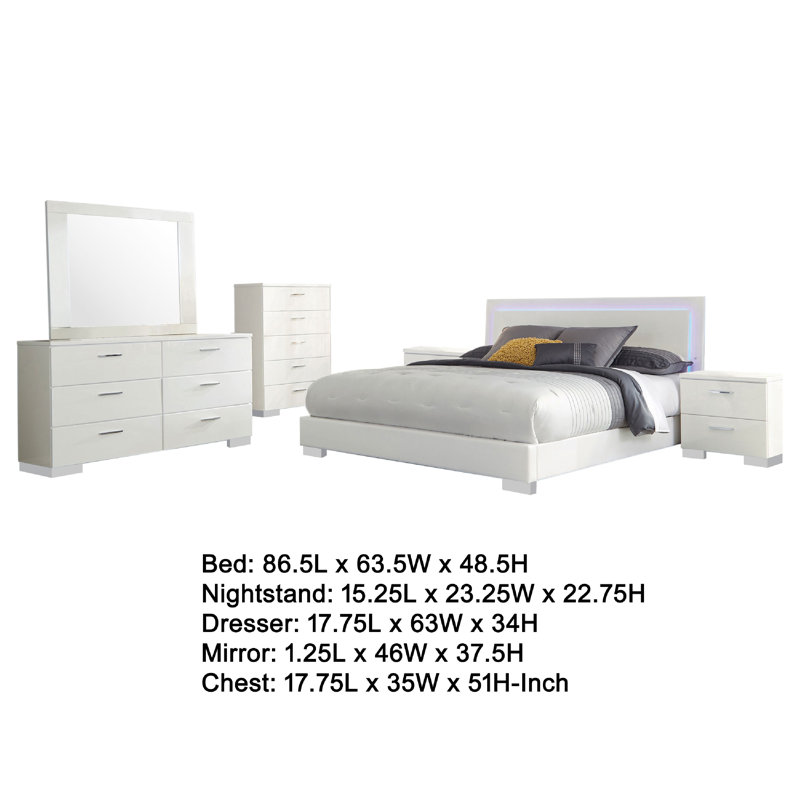 Ensemble de chambre à coucher en similicuir 6 pièces Sok, Queen