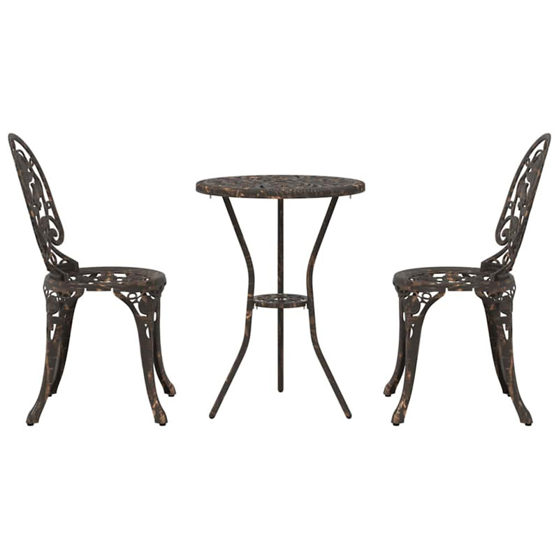 Vidaxl Garden Bistro Set 3 Pcs Aluminium, Bronze