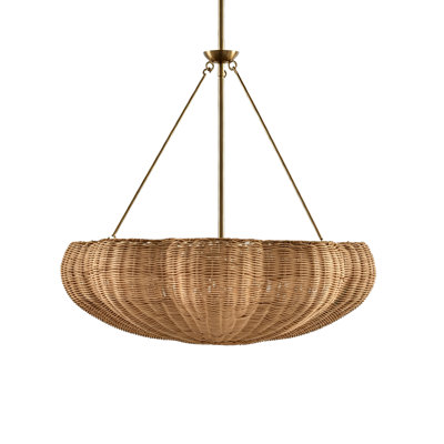 6-Light Natural Wicker Drum Chandelier