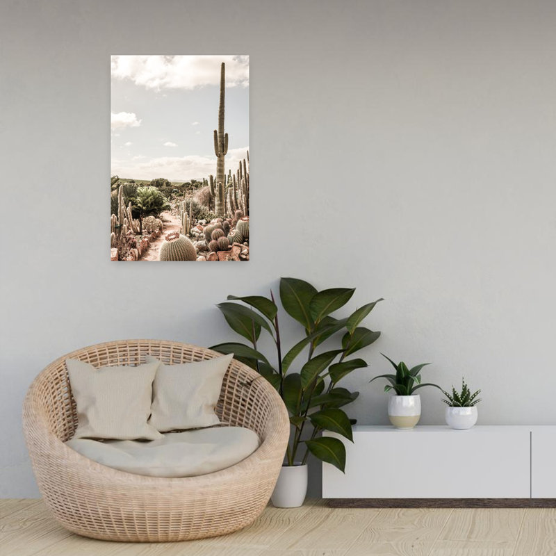 Art contemporain contemporain avec cactus, H 24 po x l 16 po