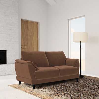 Rouille rembourrée avec accoudoirs incurvés et siège attaché pour un look sophistiqué de style rétro avec revêtement, accoudoirs gracieux, dossier coussiné et atmosphère relaxante