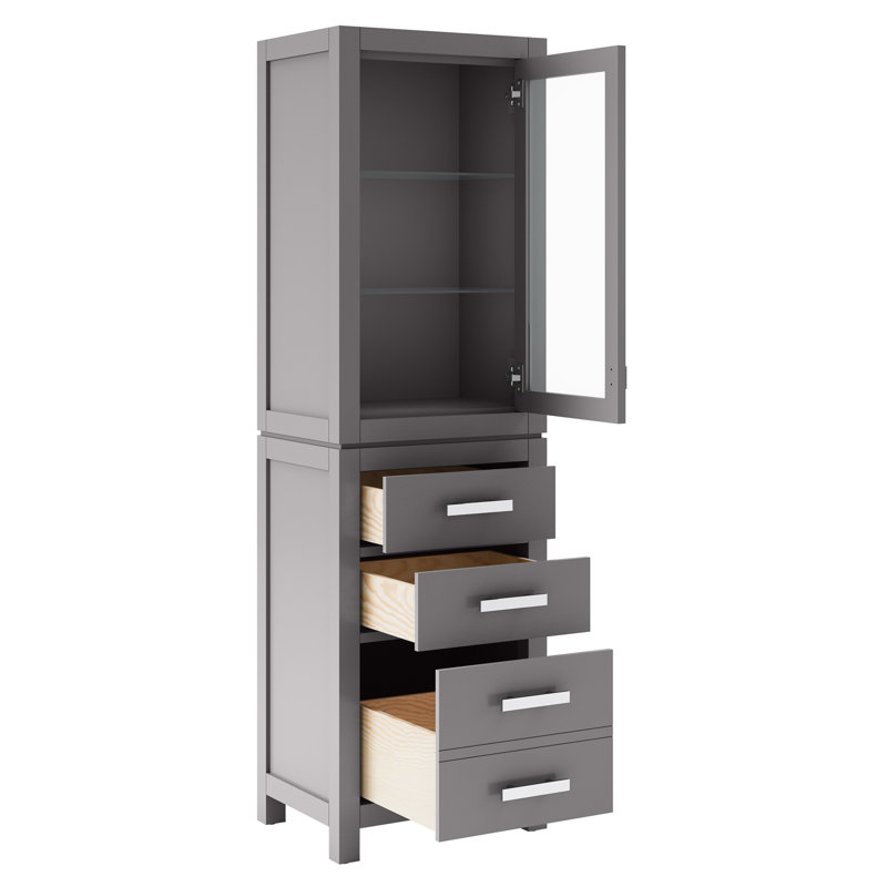 Esita Solid Wood Linen Cabinet, Gray