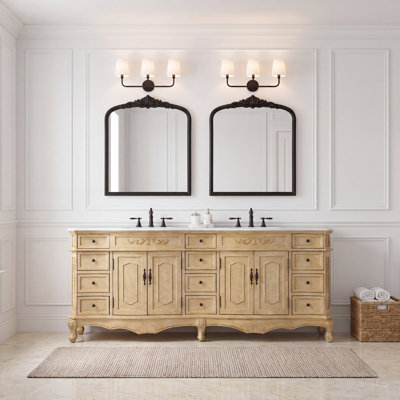Meuble-lavabo double 84 po beige antique