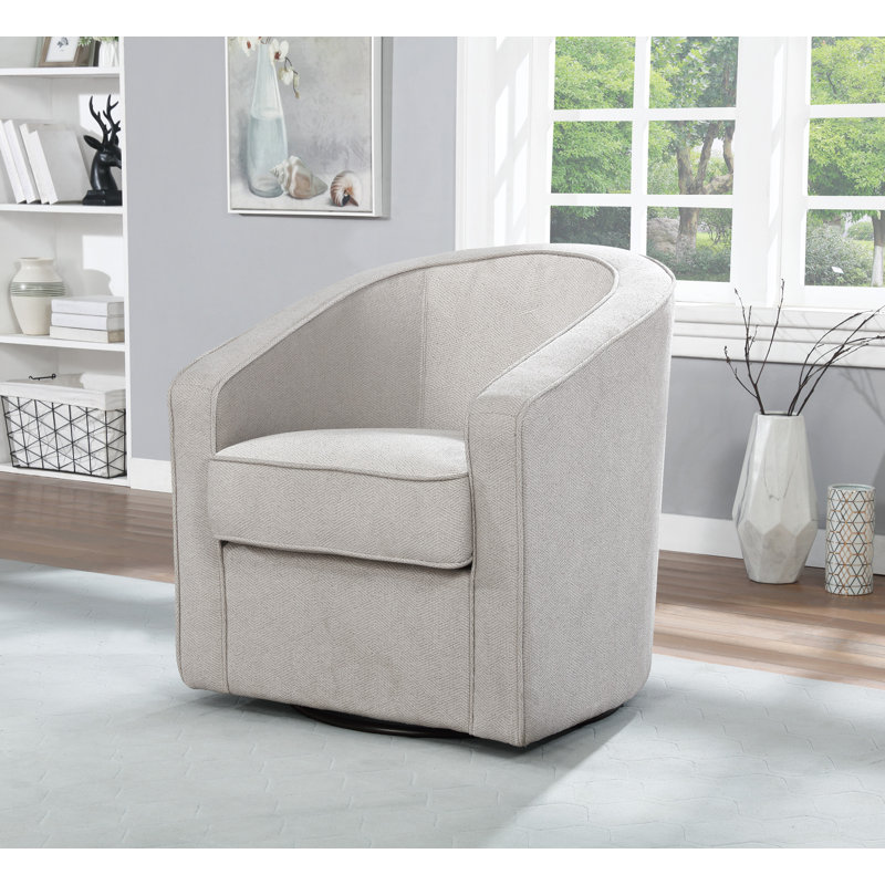 Fauteuil demi-tonneau pivotant de l 29,75 po Daha, Toile grise