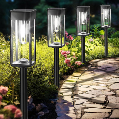 Solar Pathway Lights Outdoor, IP65 Waterproof Solar Garden Lights, Auto On/off Outdoor Solar Lights For Yard Patio Walkway Driveway Landscape (Set of 4)