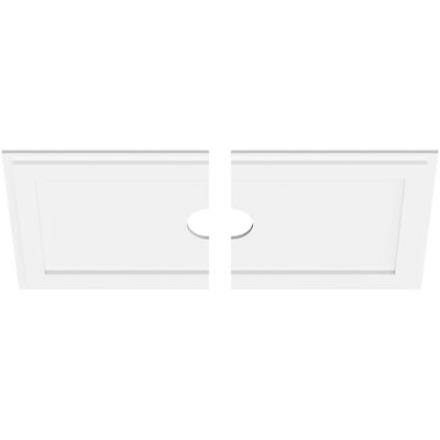 36"W x 18"H x 4"ID x 12 1/2"C x 1"P Rectangle Architectural Grade PVC Contemporary Ceiling Medallion, Two Piece