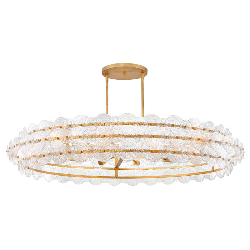 Rene 10-Light 60" Drum Chandelier w/ Textured Glass Discs