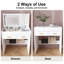 Bureau de meuble-lavabo rabattable avec miroir à DEL et prise de courant intégrée - coiffeuse de maquillage avec 2 tiroirs, rangement ouvert