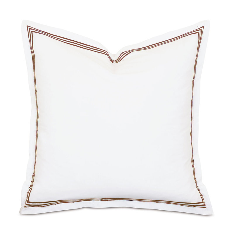 Tessa Cotton Sham Set, Euro, White/Brown, Multi-stripe