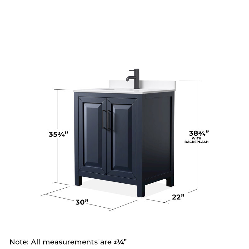 Daria 30'' W Vanity, Matte Black, Blue, White Quartz