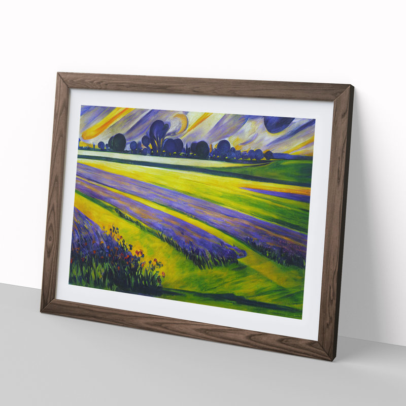 Epic Bluebell Field - Single Picture Frame Print, 46cm H x 64cm W, Walnut