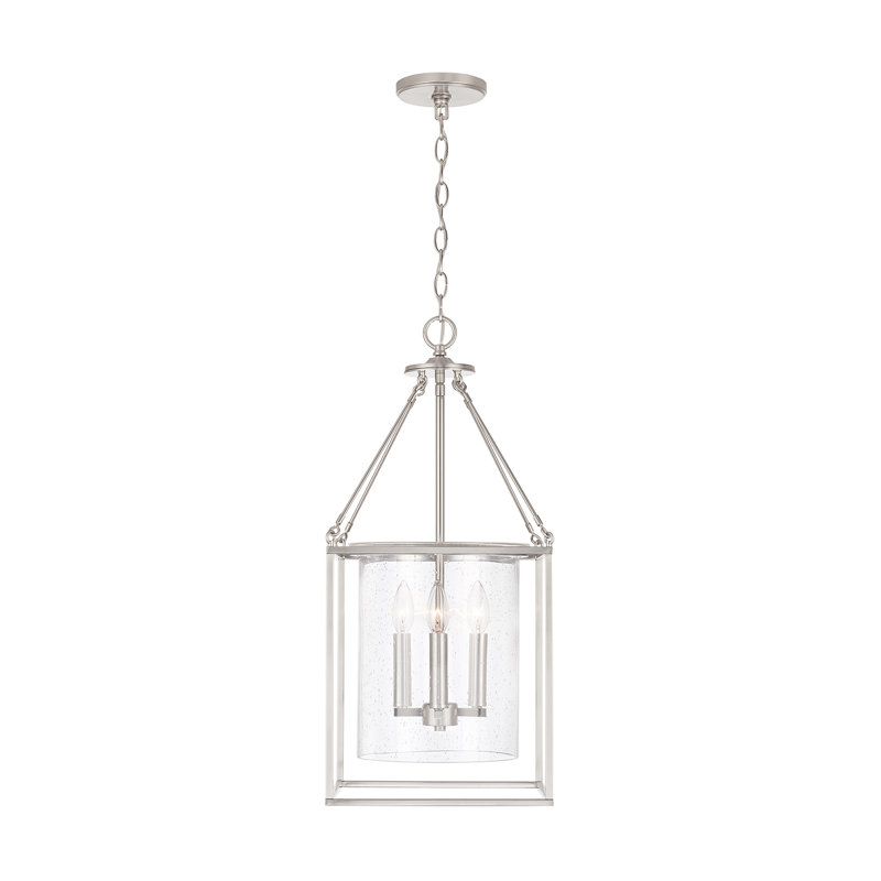 Luminaire suspendu carré / rectangulaire à 4 lumières Yerington, Nickel brossé