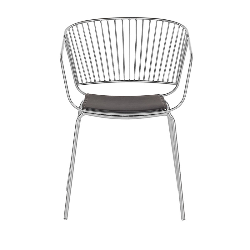 Boghos 44cm H Metal Slat Back Armchair, Silver