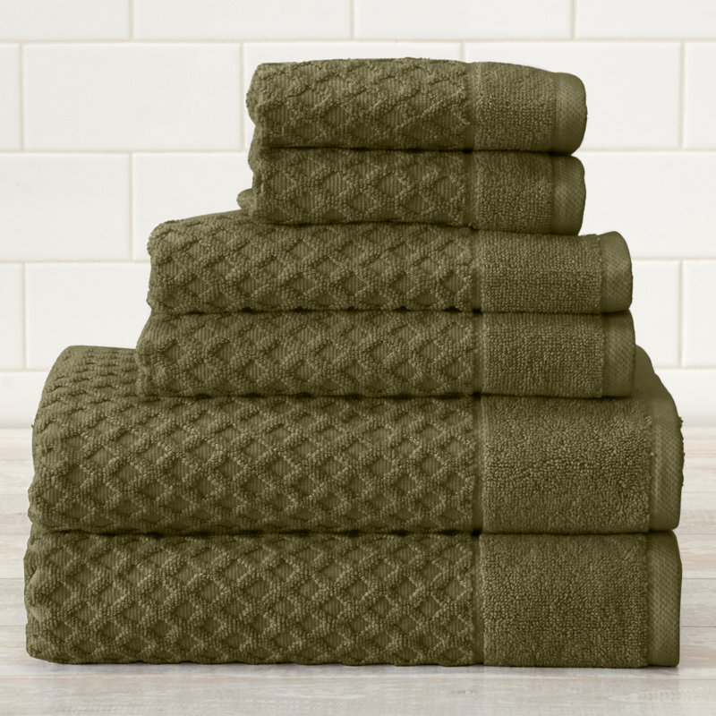 Olive Green Heavyweight Cotton Terry 6-Piece Towel Set