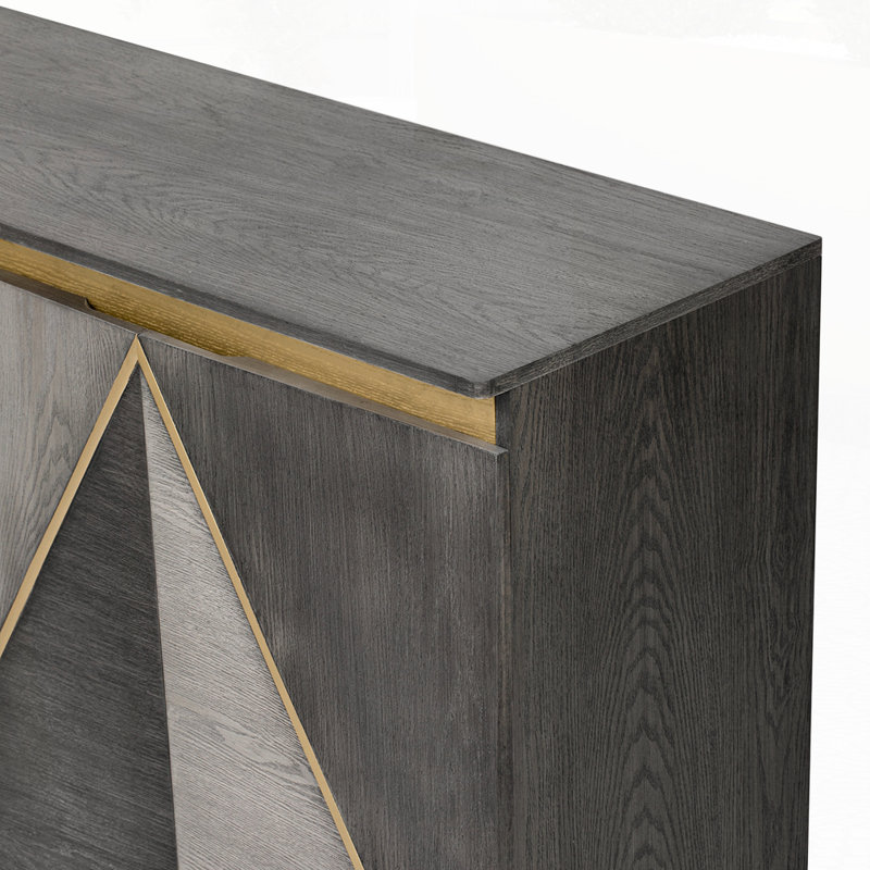 4-Door Vintage Cabinet with Dimensional Effect Doors, Dark Gray