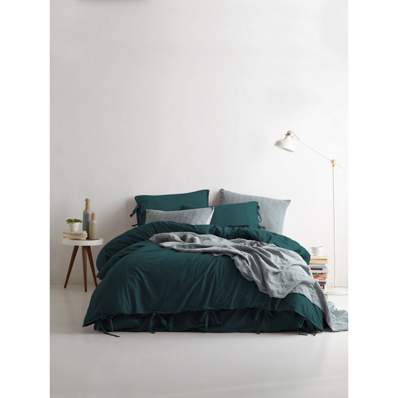 Ensemble de housse de couette 100% coton vert foncé 3 pièces Rohrbaugh, Vert foncé