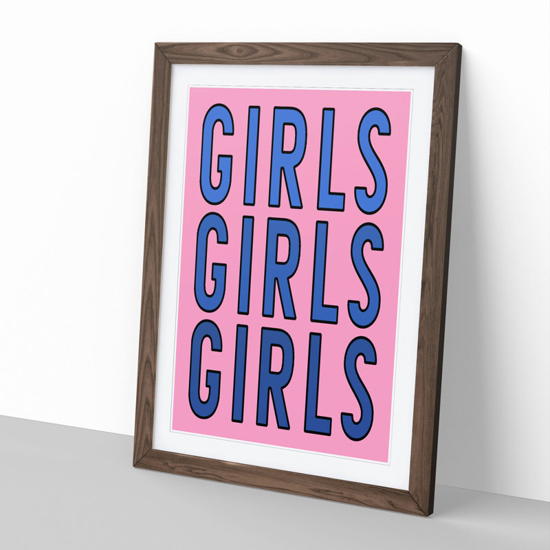 Girls - Picture Frame Typography, 90cm H x 65cm W x 2cm D, Walnut Framed