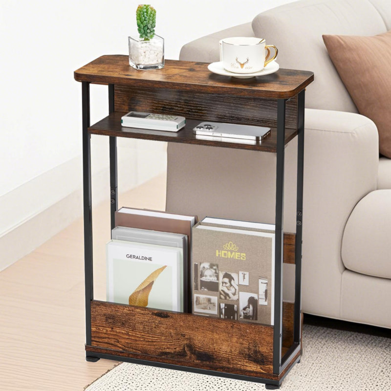 3-Tier Slim End Table With Storage Shelf For Small Spaces, Enhancing Your Home's Style And Functionality