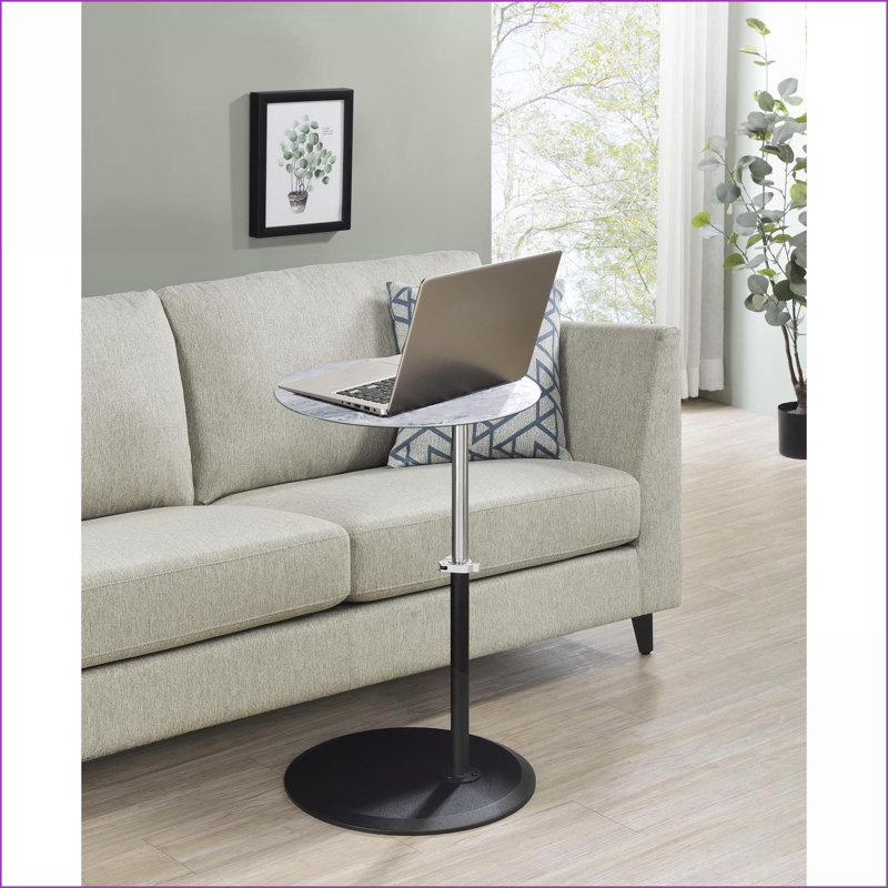 Table basse texturée en marbre gris avec hauteur réglable de 16 à 26 po, peu encombrante pour le salon, pince facile à utiliser