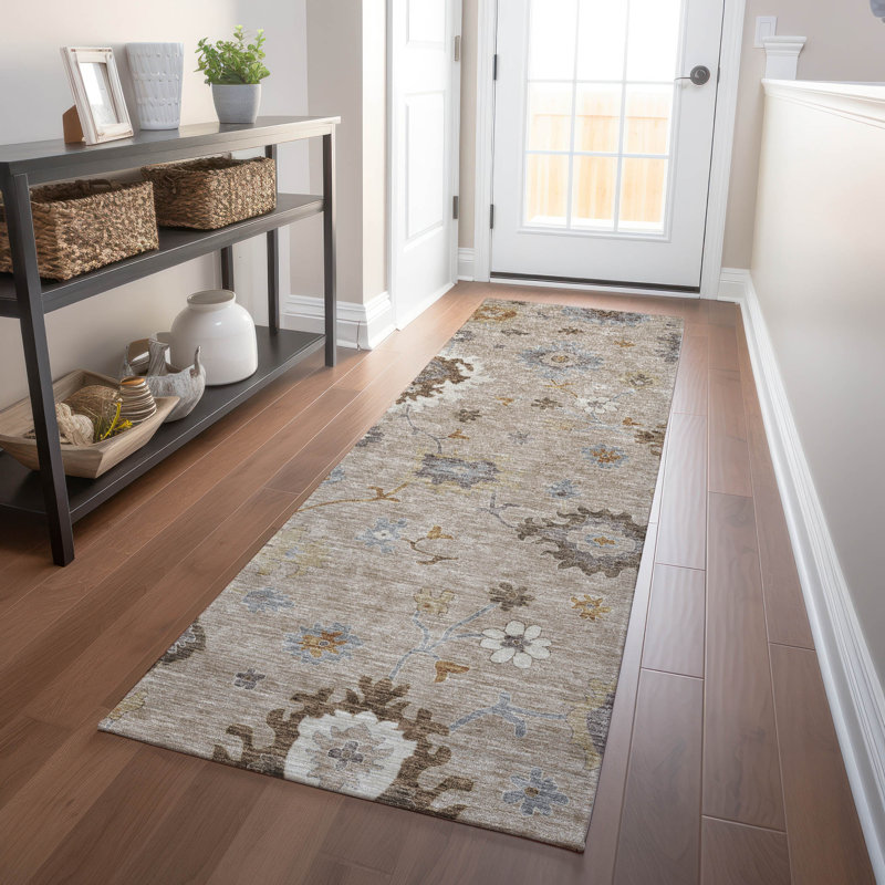 Premium Machine Washable Prisco Taupe Rug, Runner 2'3" x 7'6"