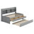 Twin Captain's Bed With Trundle And Three Storage Drawers, Wooden Twin Size Daybed Frame With Built-In Bookshelves-822943400