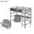 Wood  Loft Bed With Desk-1175136418